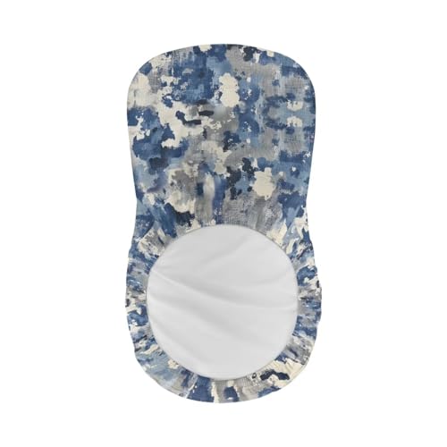 Image of Blue Grey Tie-dye Bar Stool Chair Cover 4 Pack Barstool Slipcovers Counter Stool Chair Covers with Waterproof Seat Pad Bar Seat Cover with Elastic Bottom