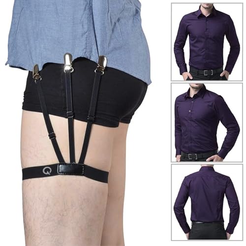 Image of QUALIFT Shirt Tucker for Men - Skin-Friendly Soft Elastic Shirt Stays, Adjustable Shirt Garter Belt, Formal Shirt Holder with Non-Slip Strong Grip Clasp, Men's Tuck in Belt, Accessories for Man