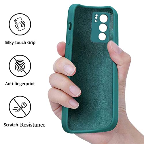 Image of A rtistque Liquid TPU Silicone Matte Shockproof Flexible with Camera Protection Soft Back Cover Case for Oppo Reno 6 5G - Green