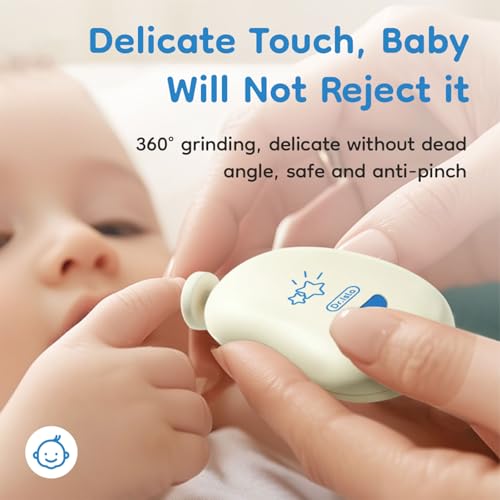 Baby Nail File Electric, Rechargeable Baby Nail Trimmer, Safe Baby Nail Clipper with LED Light, 6 Grinding Head Replacement Pads for Kids, Toddler & Adult (Blue) - Image 5