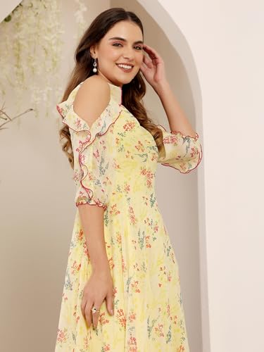 Image of Miss Chase Women's Round Neck Cap Sleeves Lace Knee -Long Skater Dress