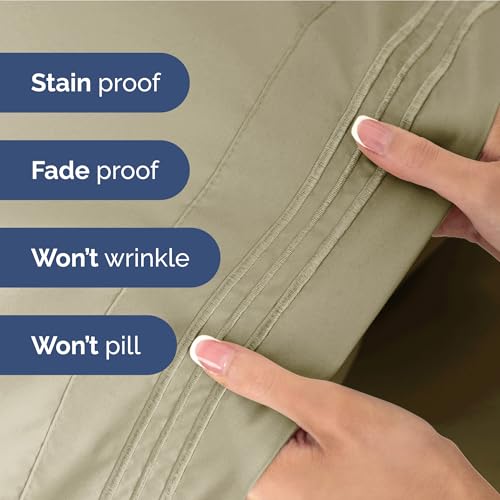 Image of Full Size 4 Piece Sheet Set - Ultra Soft & Cooling Sheets - Taupe | Fits 8 Inch to 16 inch Mattress, Wrinkle Free & Fade Resistant with Deep Pockets, Breathable, Comfy Hotel Luxury Bedding