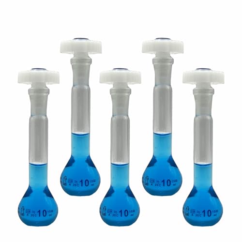 Volumetric Flask 10ml Borosilicate Glass Class A Precision ISO 1042 PTFE 10/19 Stopper