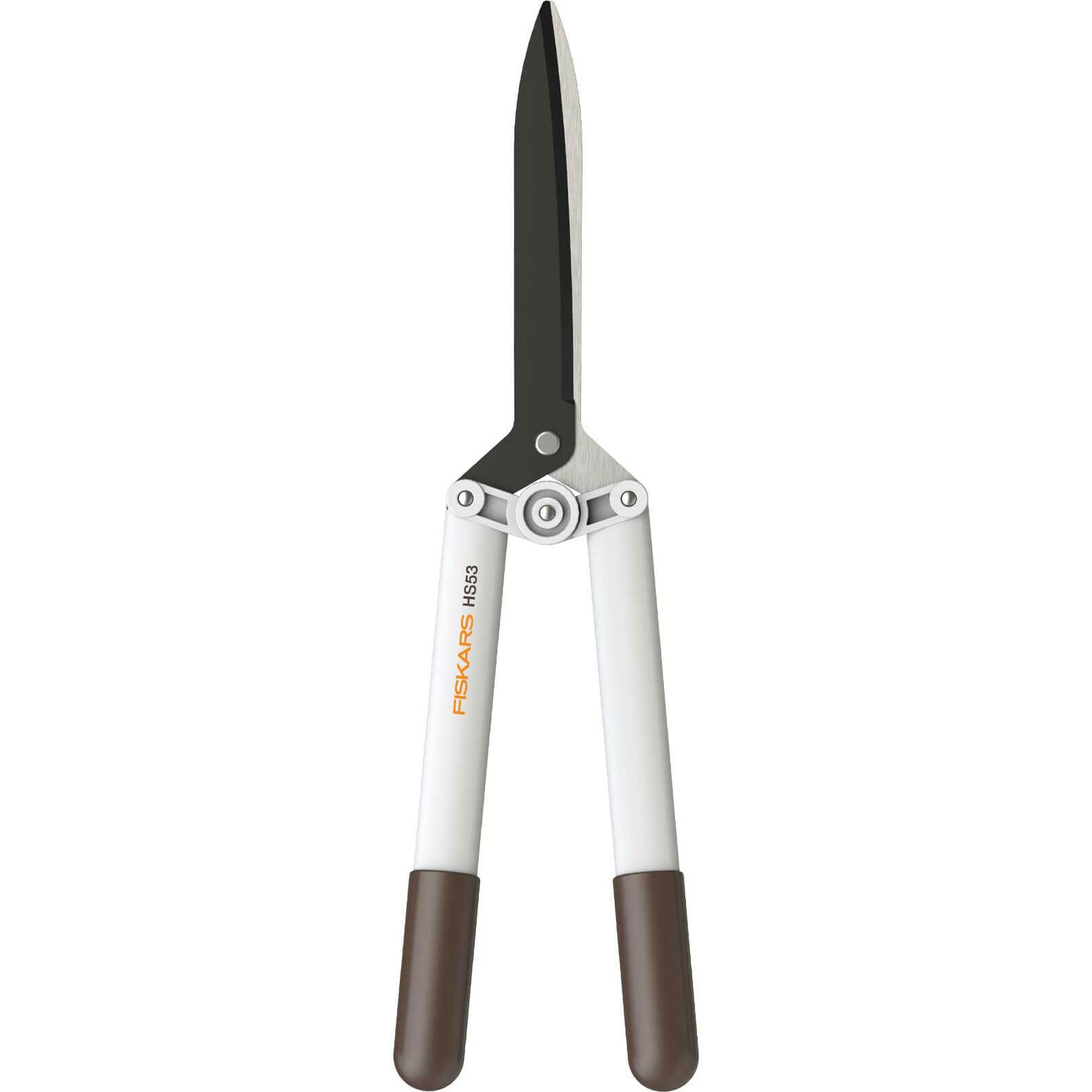Fiskars Cisaille à haie HS53 pour tailler les haies et les arbustes, Longueur : 54,4 cm, Poids: 610 g, Blanc/Orange, FiberComp/Acier, Light, 1026931