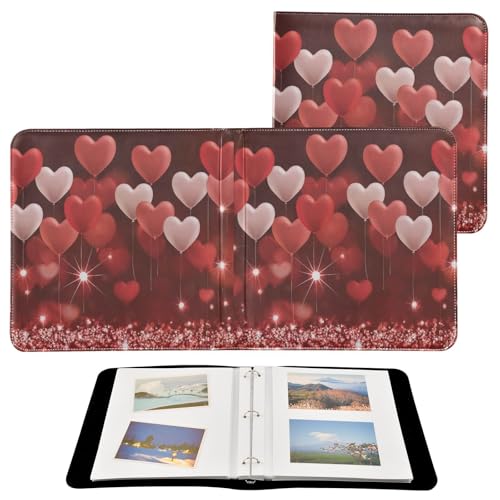 Álbum de Fotos Autoadhesivo DIY Scrapbook Rojo con Corazones y Globos Día de San Valentín Encuadernador de 3 Aros Libro de Fotos 40 Página 8x10 para Memorias miniatura 2