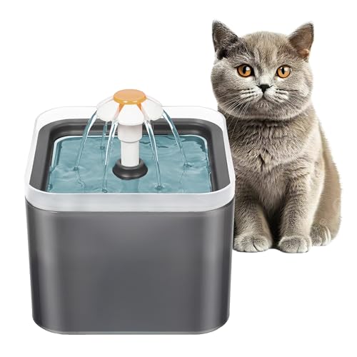 Noa Store Cat Water Fountain - Durable Plastic Dispenser for Dogs and Cats - Encourage Hydration with Flower Waterfall - Automatic, Gentle Fountain Design - Clean, Compact - 6.2x6.2x4.9 inches