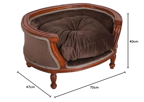 Hundebett Barock Hundesofa mit Kissen Hundekorb Katzenbett Hundekissen Samt Braun 70 cm cat701g70 Palazzo Exklusiv