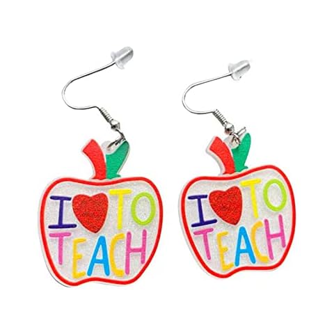 Teacher Earrings for Women Acrylic Apple Colorful Dangle Drop Earrings Creative Funny Teacher Earrings Teacher Appreciation Gifts Jewelry (Apple Earrings) Cover