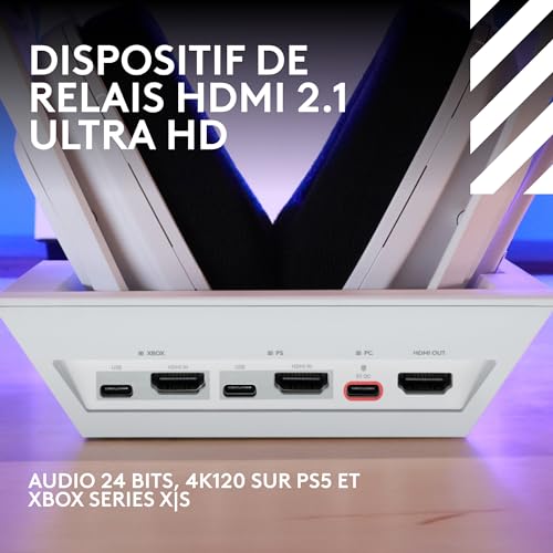 Logitech G Astro A50 X LIGHTSPEED, casque gaming sans fil + station d’accueil, PRO-G GRAPHENE,PLAYSYNC, Xbox Series X|S, PS5, PC,Nintendo Switch/Switch 2, Bluetooth,dispositif de relais HDMI 2.1-Blanc