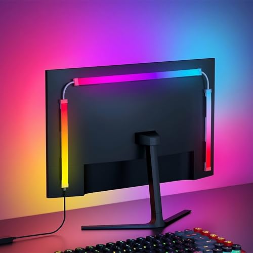 Fiotura G100 LED Monitor Backlights for PC & Mac, LED Strip Lights that Sync with Screen Color or Music, Computer Light Bar Behind Monitor, LEDs for Desk Gaming, USB Port, Software Control, 27 in