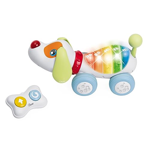 Chicco DogReMi Cane Elettronico Radiocomandato, Cagnolino Interattivo che Abbaia e Cammina con Mini Centro Attività, Luci e Suoni, Telecomando a 2 Direzioni - Giochi per Bambini 18 Mesi - 4 Anni