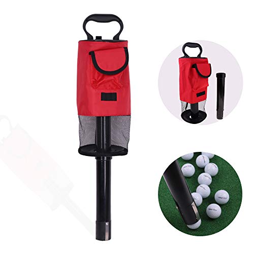 HOW TRUE Golf Ball Retriever, Portable Shag Bag Golf Ball Pick Up with Removable Plastic Tube, Pocket Shagger Storage, Red - Thumbnail 5
