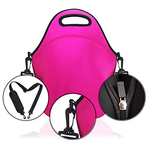 Neoprene Insulated Lunch bag, Lunch tote Boxes Bags for Kids Women Men Kids Children Work Office School Picnic Travel (Rose Red)