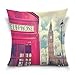 KENDIA Funda de Almohada Decorativa Funda de cojín Funda de Almohada Cuadrada, Londres Cabina de teléfono roja Big Ben Cityscape Funda de Almohada Funda con Lados Gemelos (18 Pulgadas)