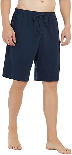 Miniatura 7 de U2SKIIN Paquete de 2 pantalones cortos de pijama para hombre, 100% algodón, pantalones ligeros con bolsillos, pantalones cortos de pijama suaves