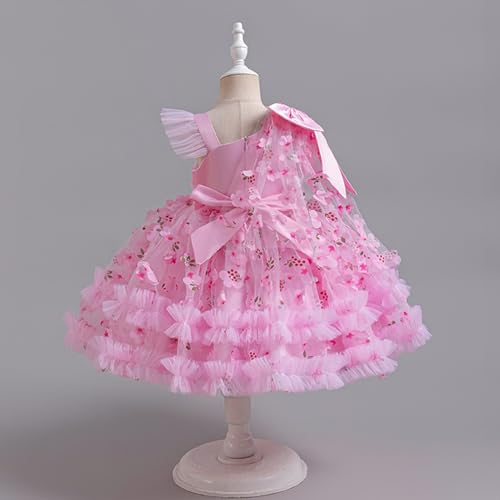 IDOPIP Toddler Baby Girls Birthday Dresses Asymmetric Tulle Tutu Pageant Wedding Flower Girl Dresses Bowknot Princess Gowns2