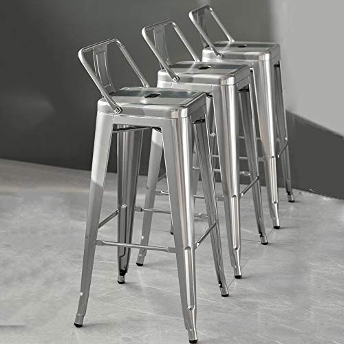 Bancos de bar de metal Bancos de altura de balcão industrial Bancos de bar com costas Cadeiras de ja