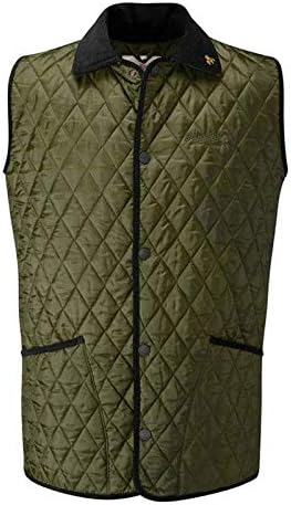 John Partridge Mens Classic Rag Gilet Quilted Vest Olive/Black Large