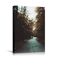 Canvas Wall Art Autumn Dramatic Forest Landscape Living Room Orange Photography Rustic - 12x18 inches