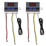 Aobao 2pcs XH-W3001 Digital LED Temperature Controller Module 24V Digital Thermostat Switch with Waterproof Sensor Probe Programmable Heating Cooling Thermostat -50DegreeC to 110DegreeC