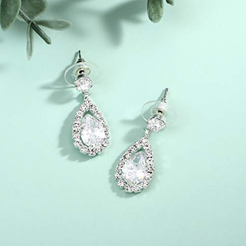 Aukmla Bride Wedding Necklace Earrings Set Silver Rhinestones Necklaces Bridal Crystal Jewelry Accessories For Women And Girls (Set Of 3) #TOP7