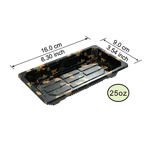 SEABOOM 1# Sushi Container Sushi Tray Sushi Plate 6x4-Inch Takeout Container With Clear Lid 600 sets 1#
