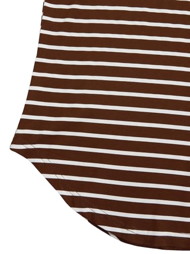 Image of Milumia Women's Elbow Patch Striped High Low Top T-Shirt White and Brown Large