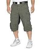 Jet Lag 007B 3/4 Herren Cargo Short + BetterStylz Gürtel Hose Kurze Pant Olive (XL / 36)