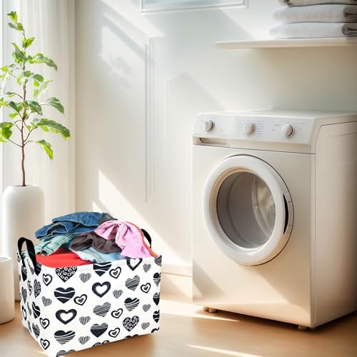 Image of Valentine's Day Basket Gift for Empty Cute Heart Large Storage Bin for Kid and Baby Room Decor (Black Creative Love)