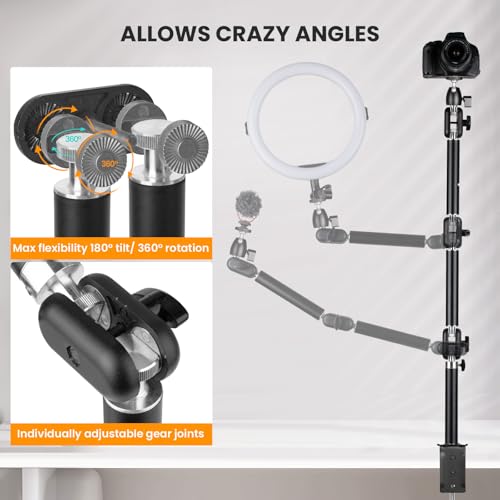 Trípode de mesa ajustable TARION soporte brazo articulado de mesa con abrazadera para cámara 3