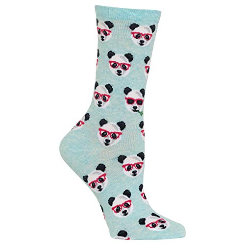 Image of Hot Sox Womens Smart Panda Crew Socks, Womens Shoe Size 4-10.5, Mint Melange