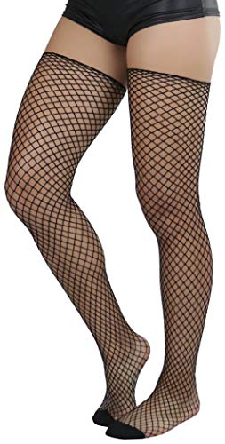 Image of ToBeInStyle Women's Seductive Punk Rock Basic Unfinished Rawedge Fishnet Thigh Highs