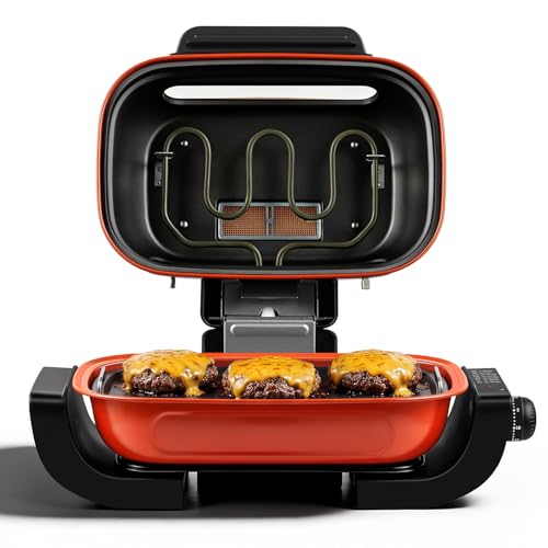 Electric Grill, Techwood 3-in-1 Indoor Grill Fish Roaster, Odor-Free 3-Layer Filter Korean BBQ Grill, Timer Control Knob, Double Sided Heating, Roast, Toast, Grill & More for Parties & Everyday Meals