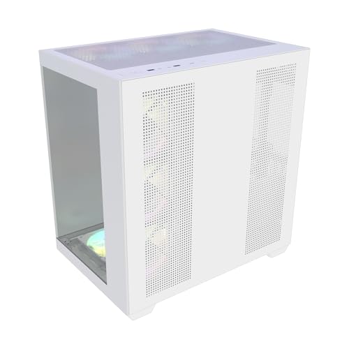 Image of GALAX HOF ALLSYNQ Dual-Chamber ATX Mid-Tower Computer Case /Gaming Cabinet with 270 View preinstall 7 ARGB Fans | Support E-ATX, ATX, M-ATX, Mini-ITX -PC CASE White