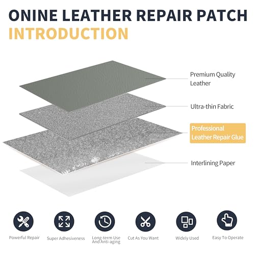 Image of ONine Leather Repair Patch,Leather Repair Tape, 3 x 60 inches Leather Repair Patch for Furniture,Vinyl Repair kit,Leather Couch Patch,for Sofas, Furniture, car Seats(Blue Gray-Litchi Grain)
