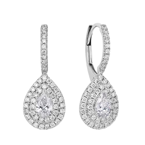Ayoiow Pendientes de boda para damas de honor, oro blanco de 9 quilates, 14 quilates, 18 quilates con diamante creado de 0,64 quilates, aros de oro para hacer joyas, Diamante sintético