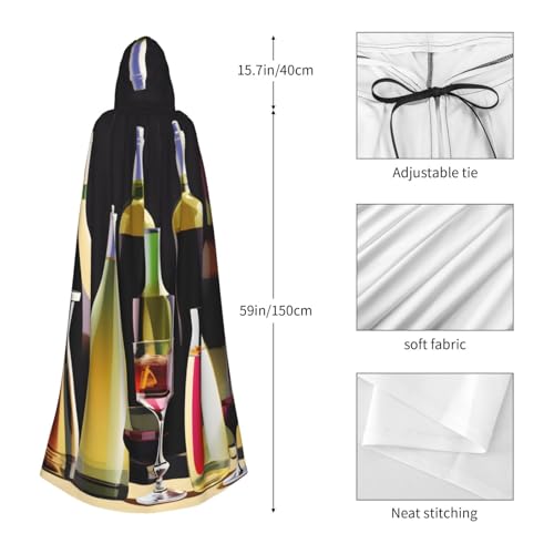 Cape à capuche imprimé cocktail habit de magicien et vampire unisexe