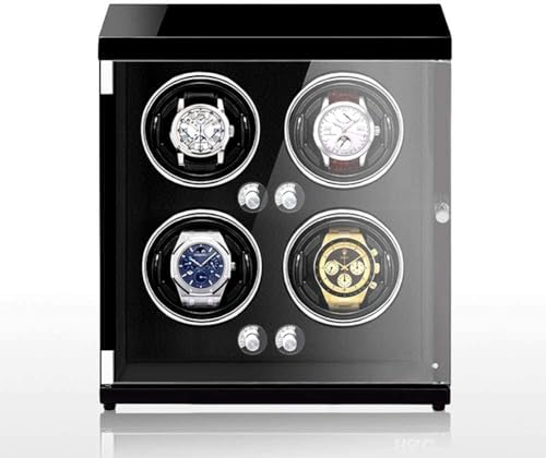 FENOKD Automatic Watch Winder for 4 Watch Winding with 5 Roating Mode LED Lamp Watch Storage