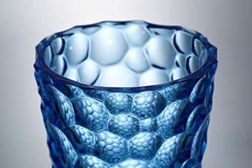 Parlamain Modern Blue Glass Vase, 10'' Tall Bubble-Patterned Decorative Flower Vase for Home Decor, Mantel Display, Dining Table Centerpiece, Living Room, or Office Decoration - Image 5
