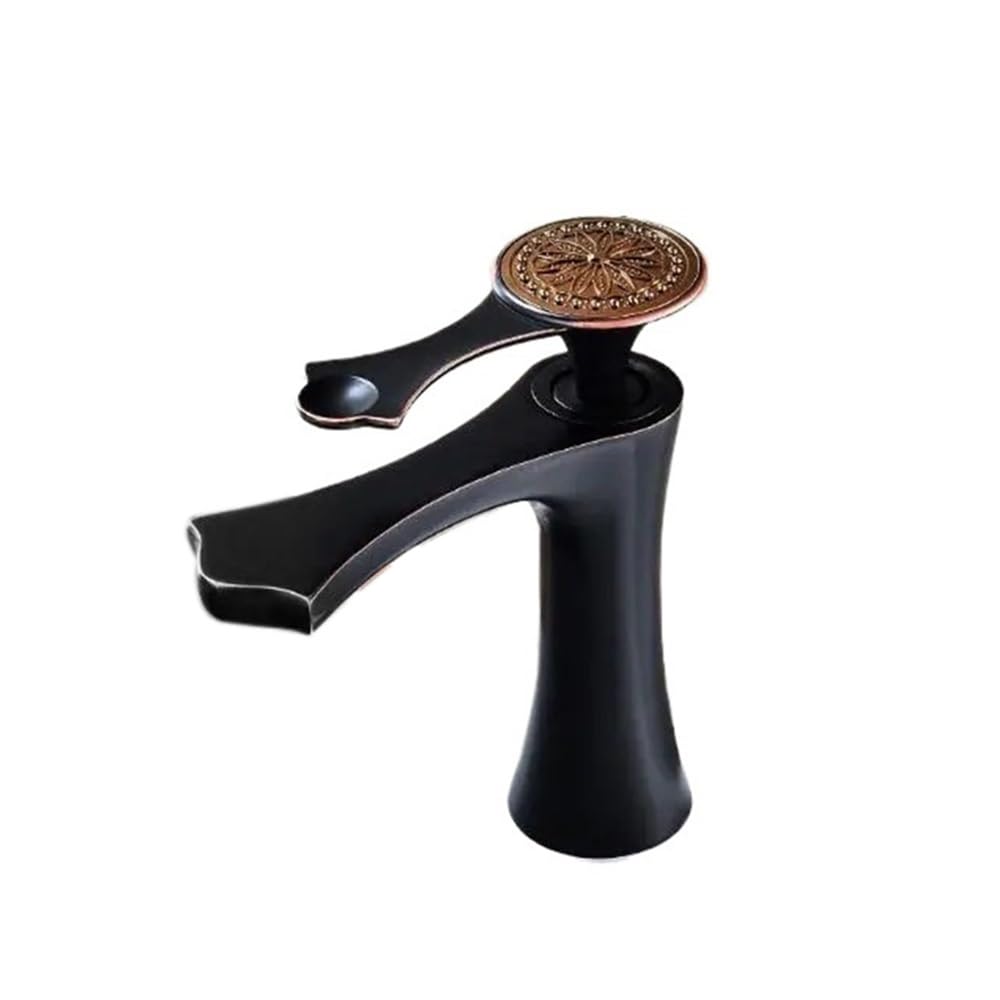 Robinet de lavabo noir moderne mitigeur de salle de bain monotrou court