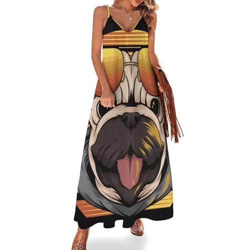 Robe longue pour femme ete sans manches Carlin À Lunettes maxi style bohème de plage