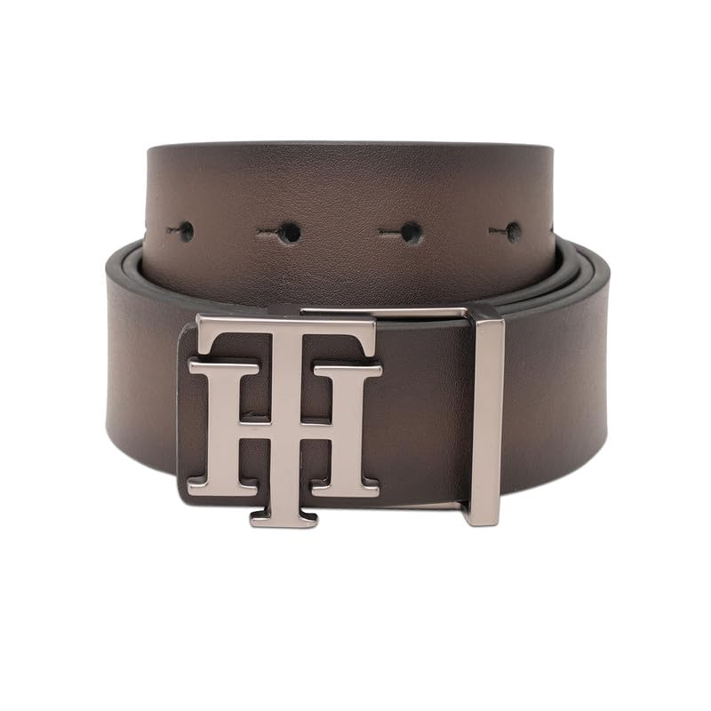 tommy hilfiger Offaly Men's Leather Reversible Belt | 4Cm Solid Belt With Brushed Gunmetal Th Sherif Buckle | Size - S 80Cm-picture-17