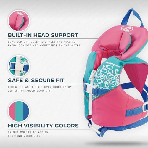 Image of Stohlquist Infant Life Jacket, US Coast Guard Approved, Type II Life Vest (20-30 lbs) for Babies and Toddlers, Support Collar with Grab Handle, PFD for Pools, Lakes and Boating