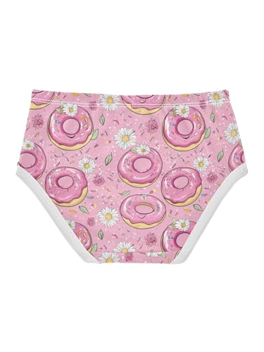 ZZKKO Pink Donuts and Flowers Girls Underwear Toddler Panties for Girls Comfort Brief Size 2-8T2
