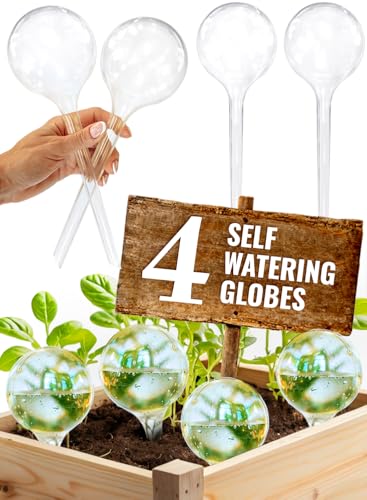 Plant Watering Globes Plastic Set of 4 - Automatic Plant Waterer Set for Indoor and Outdoor Plant...
