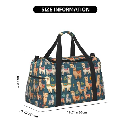 Indian Alpaca print Weekender Overnight Carry On Bag Gym Luggage Bag Duffel Bag for Travel Women4