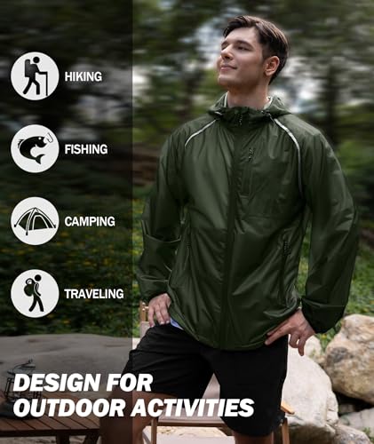 Image of SWISSWELL Mens Cycling Rain Jacket Waterproof Lightweight Windbreaker Jackets for Men Raincoat with Hood
