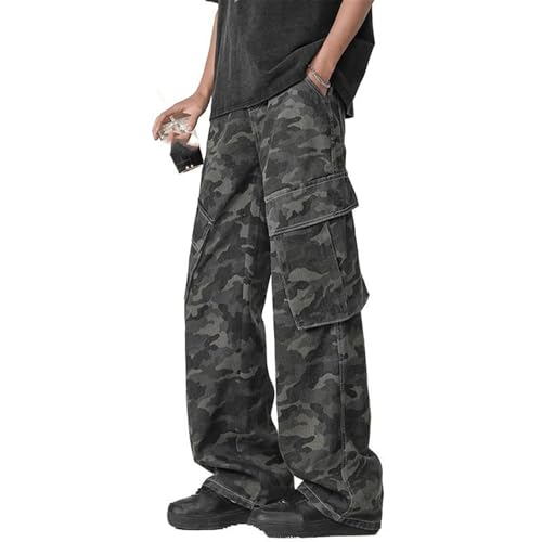 Men's Pants Workwear Camouflage Wide Leg Straight Loose Retro Spring Summer Long Pants for Men