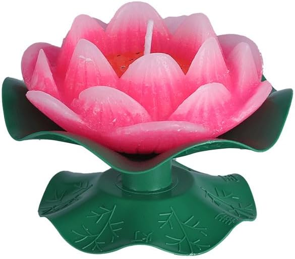 Mascot Desktop Decoration Buddhist Utensils Religious Pray Sacrificial Supplies 莲花蜡烛灯家用供佛莲花蜡烛寺院祈福佛供灯许愿荷花灯漂流河灯 1Pcs(大号(12小时)