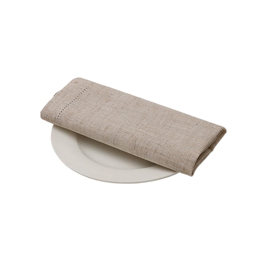 12 Pieces White Napkins Hemstitched Cocktail Napkin For Party Wedding Table Cloth Linen Fabric Cotton Dinner(Lace 35x50cm)